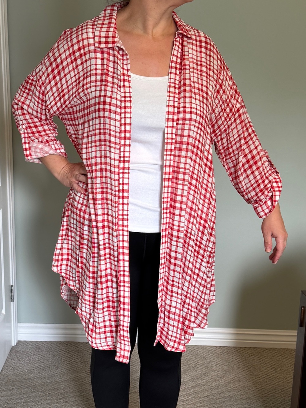 torrid Red & White Plaid Open Top